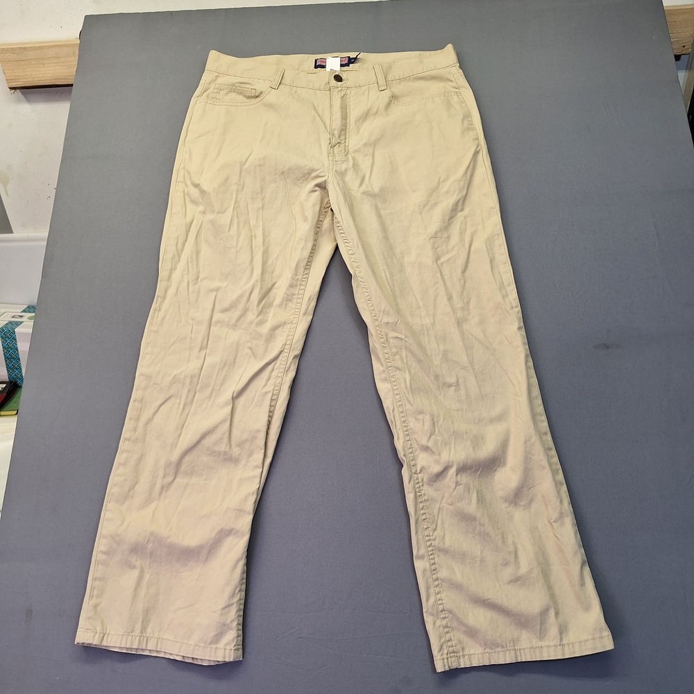 Vineyard Vines Mens Khaki Tan Breaker Pants Chinos 100% Cotton 34x30